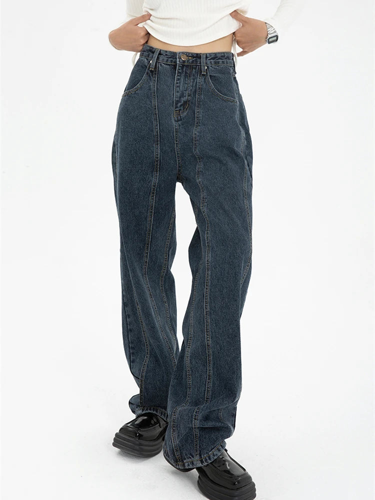 Retro Wide-Leg Denim Jeans