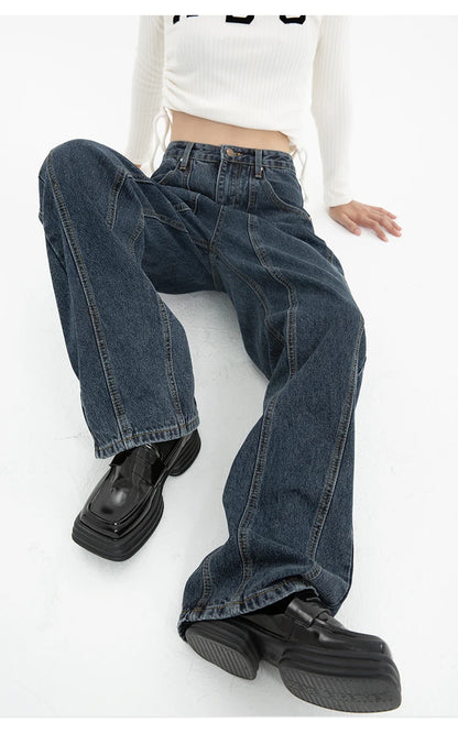 Retro Wide-Leg Denim Jeans