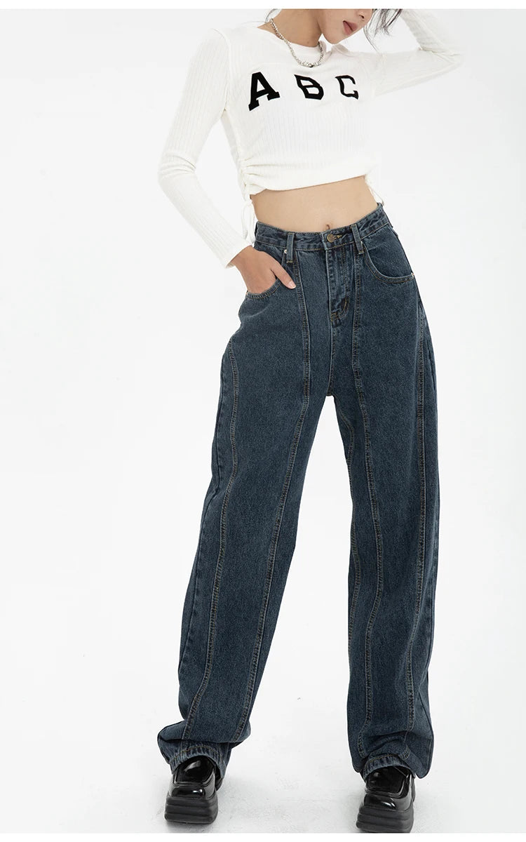 Retro Wide-Leg Denim Jeans